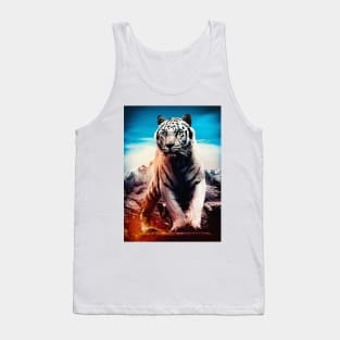 White Tiger Blue Eyes vector Tank Top